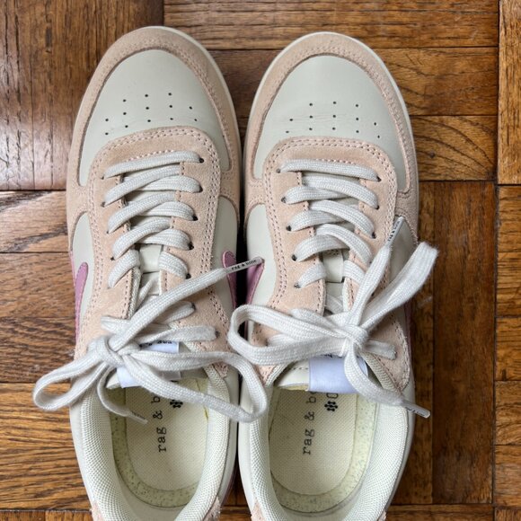 rag & bone Women's Retro Court Lace Up Sneakers, Sz 7, Dove/Sakra - Picture 2 of 5